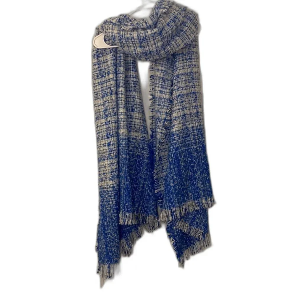 Steve Madden Tweed Boucle Scarf Blue Ombre